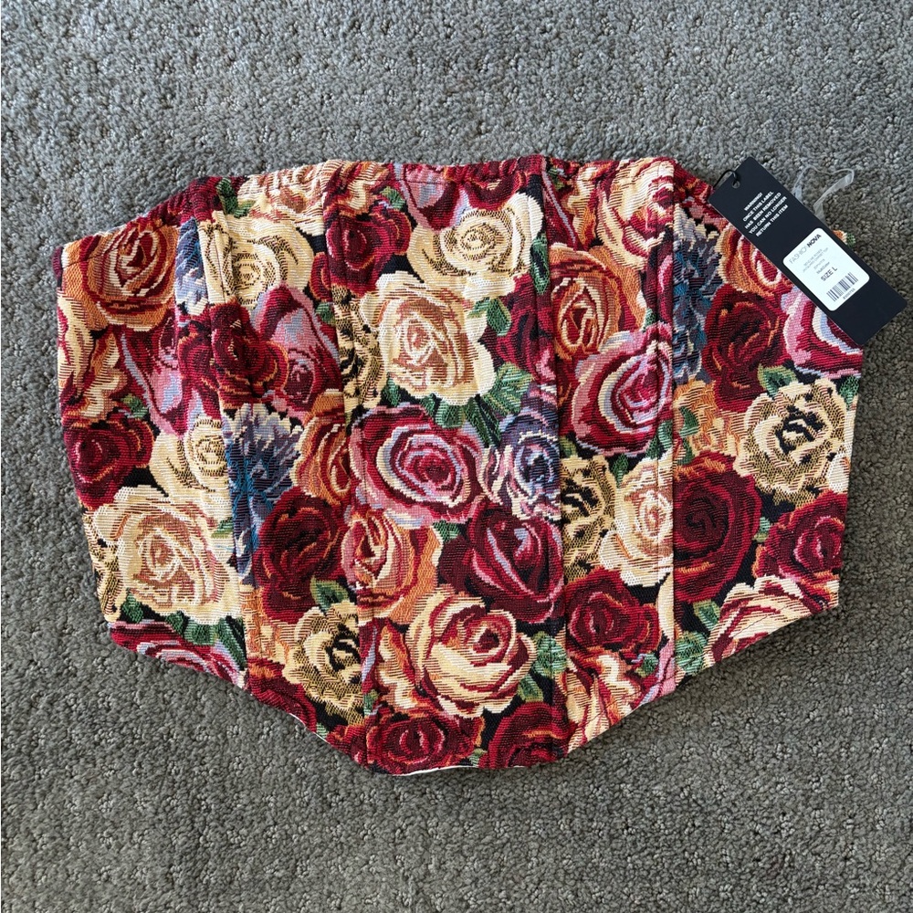 Fashion Nova | Send Me Roses Jacquard Corset Top